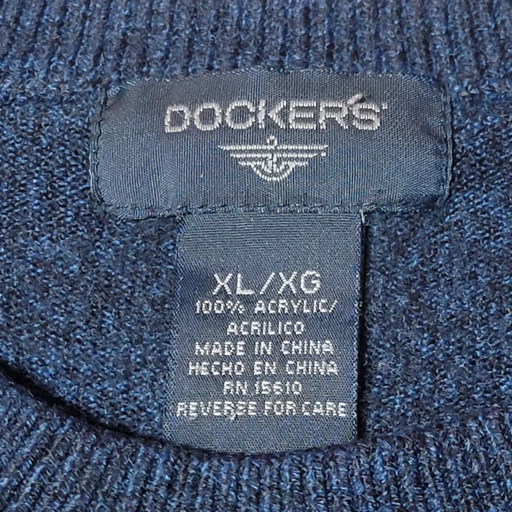 💚 Dockers Pullover Knit Sweater Men's Size‎ XL Long Sleeve Blue Diamond Crew - Picture 3 of 7